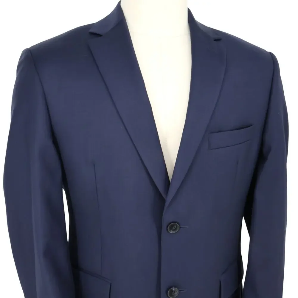 Jos A Bank Traveler Sport Coat Mens 42S Blue Wool Lined Blazer Jacket Preppy